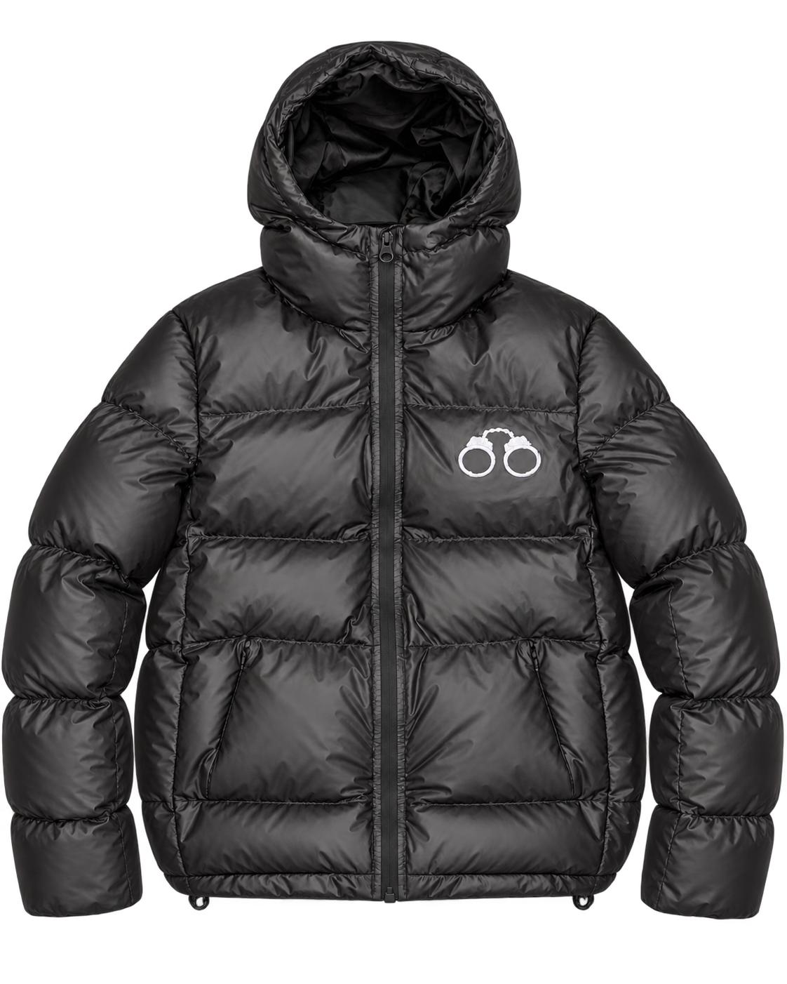 CROOKSLDN Double-Agent Puffa, a heat-reactive puffer jacket with Crooks handcuff embroidery on the chest and hood, a padded fit and concealed hand pockets.