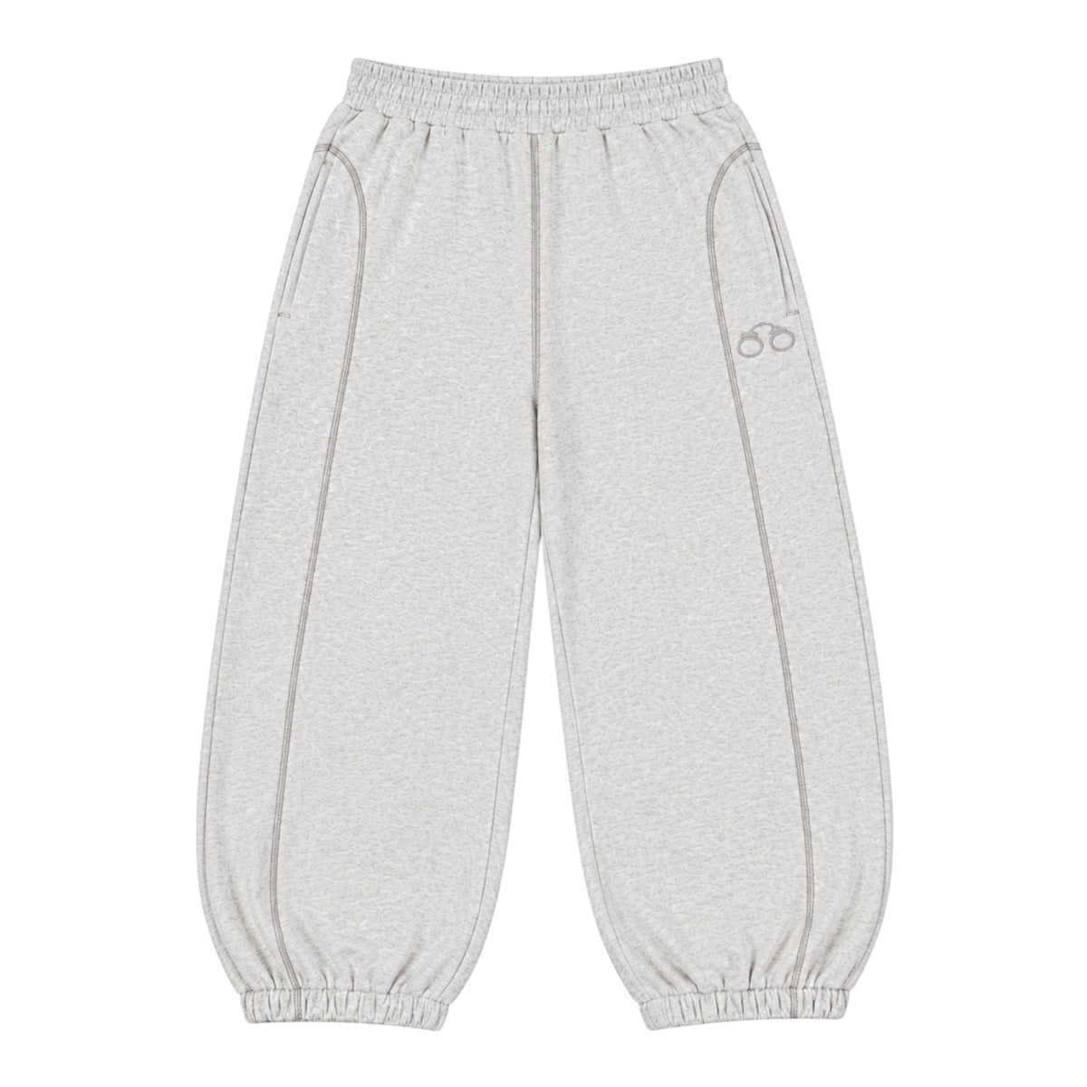 CROOKSLDN Grey Set — grey Convict sweats in 550gsm brushed fleece, baggy fit with tonal piping, elasticated cuffs and a small handcuff logo.