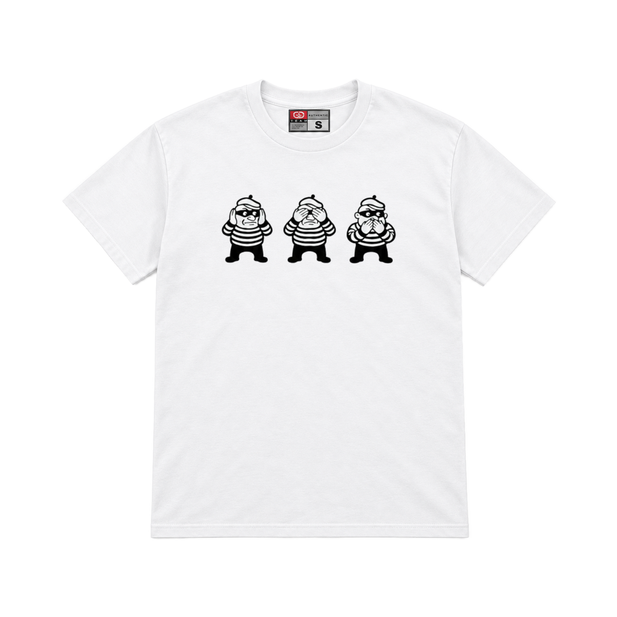 CROOKSLDN white T-shirt with the 3 CLIVES graphic on the chest