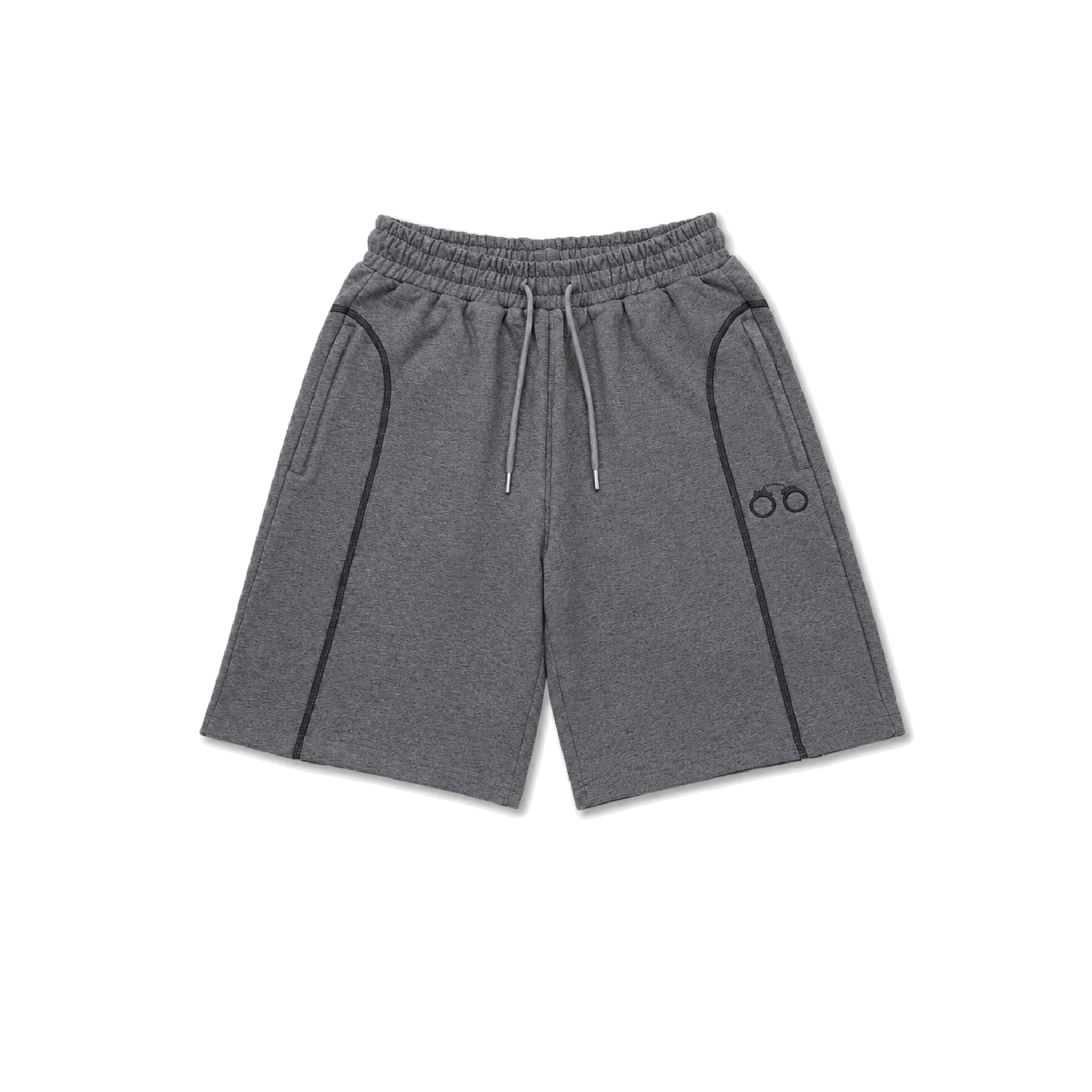 CROOKSLDN charcoal Cellblock shorts in heavyweight fabric with a relaxed fit and 3D embroidered detail