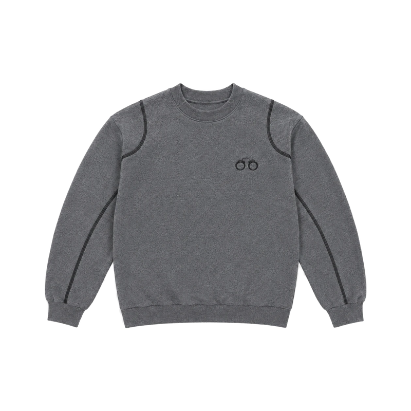 CROOKSLDN charcoal crewneck sweatshirt in 450gsm brushed fleece with a relaxed fit and 3D embroidered detail.