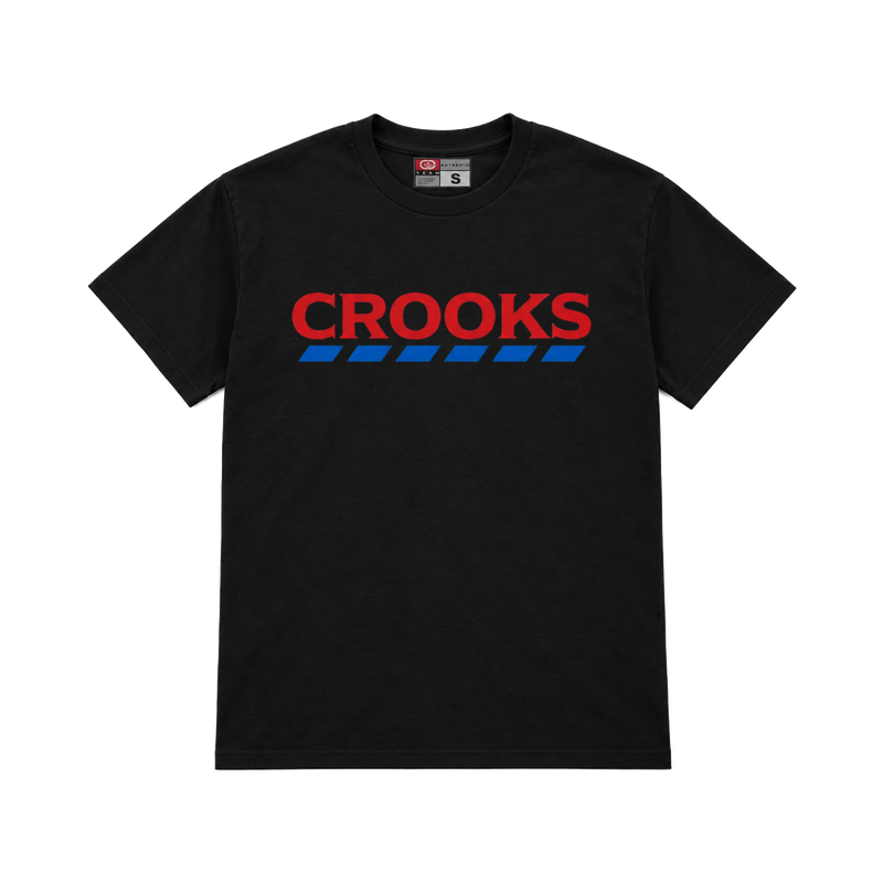 CROOKSLDN black T-shirt with the CROOKS EXPRESS graphic on the chest