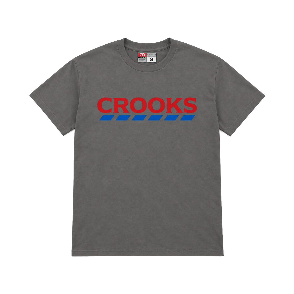 CROOKSLDN charcoal T-shirt with the CROOKS EXPRESS graphic on the chest