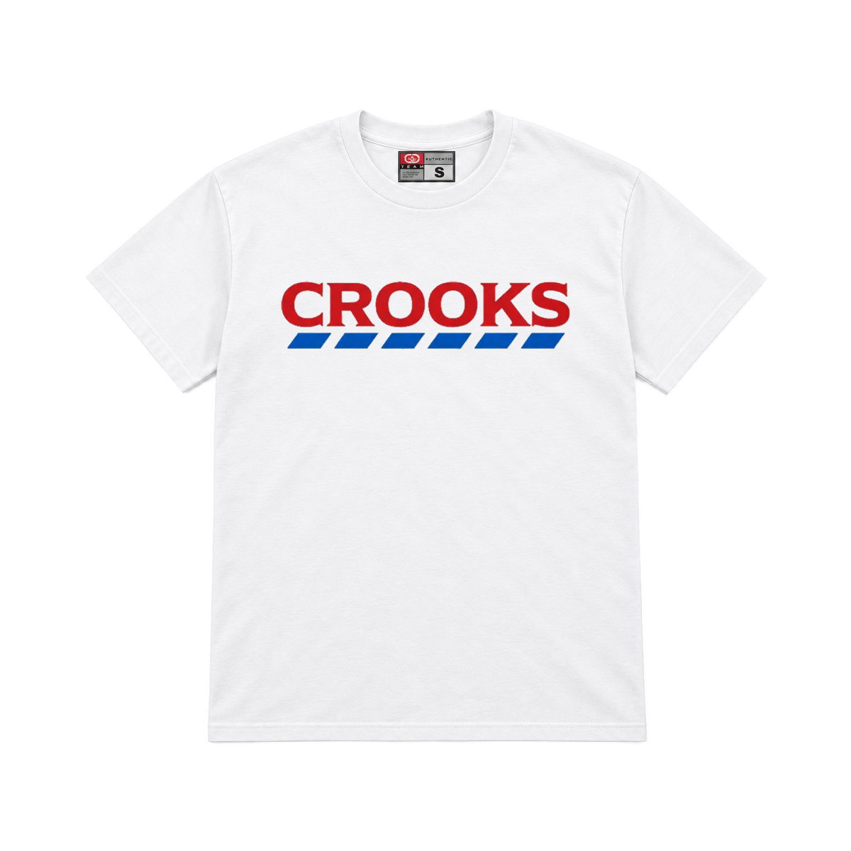 CROOKSLDN white T-shirt with the CROOKS EXPRESS graphic on the chest