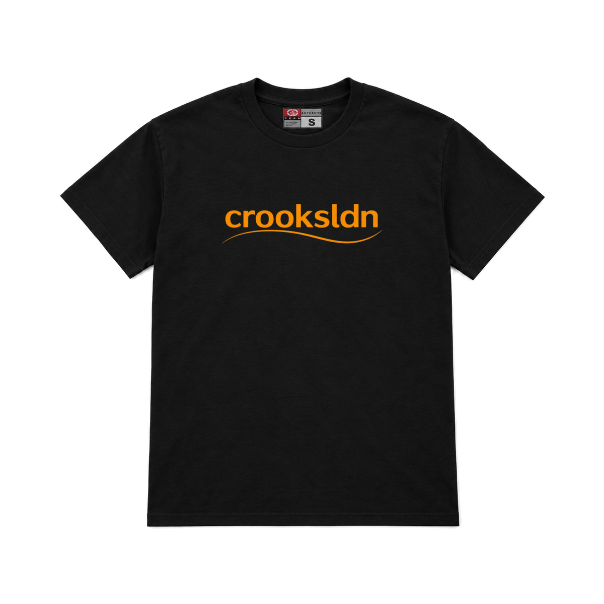 CROOKSLDN black T-shirt with the CROOKSBURY’S graphic on the chest