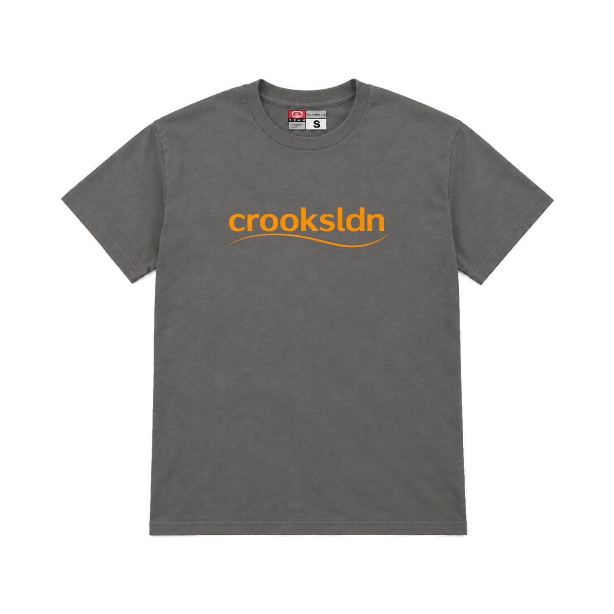 CROOKSLDN charcoal T-shirt with the CROOKSBURY’S graphic on the chest