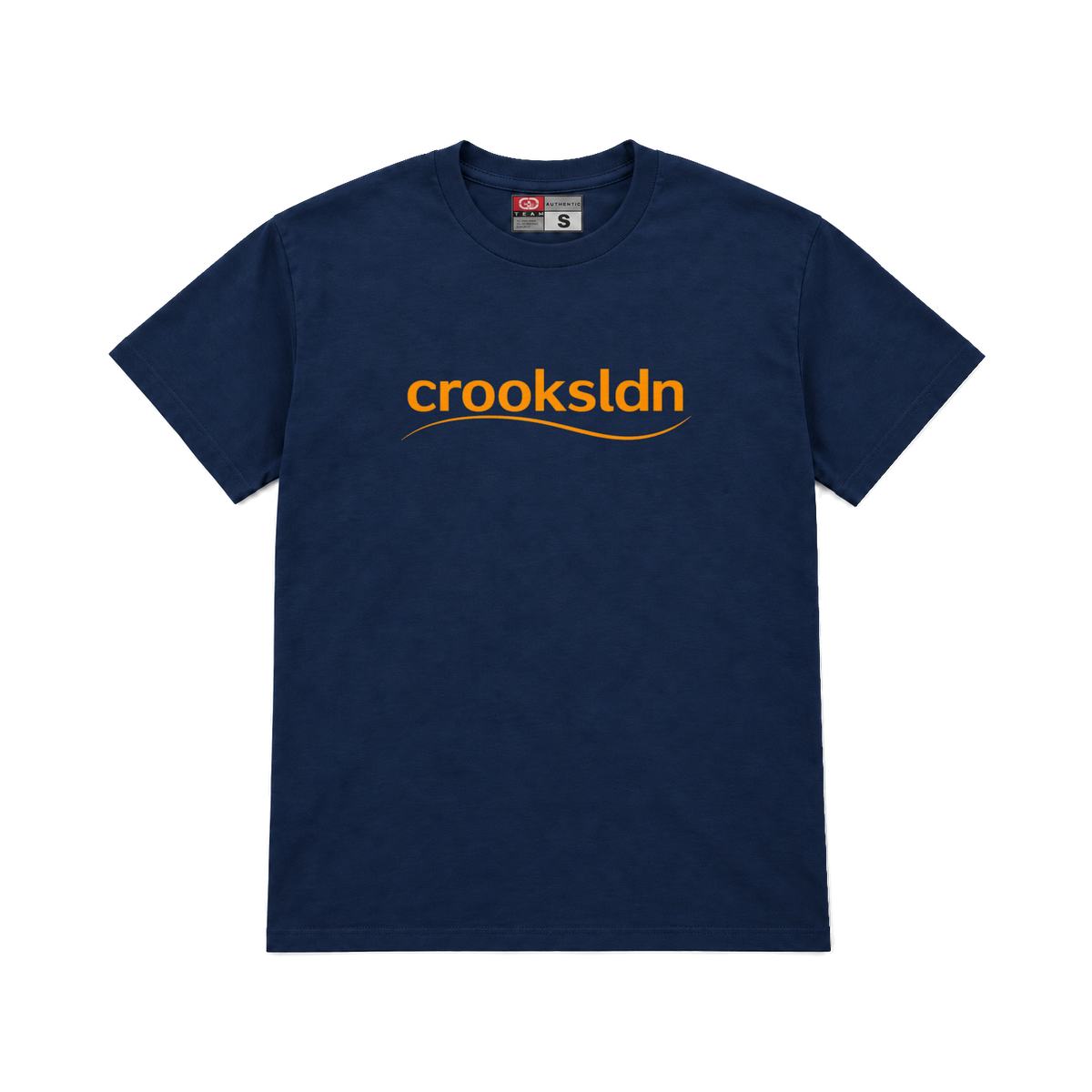 CROOKSLDN navy T-shirt with the CROOKSBURY’S graphic on the chest