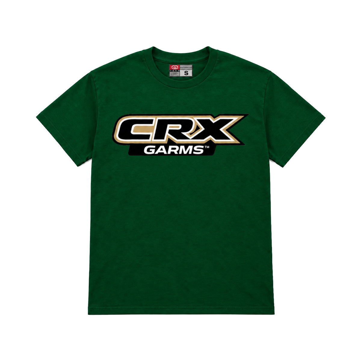 CROOKSLDN green T-shirt with the CRX GARMS graphic on the chest
