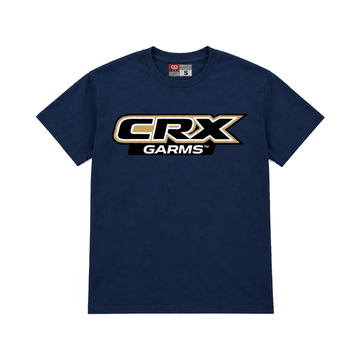 CROOKSLDN navy T-shirt with the CRX GARMS graphic on the chest