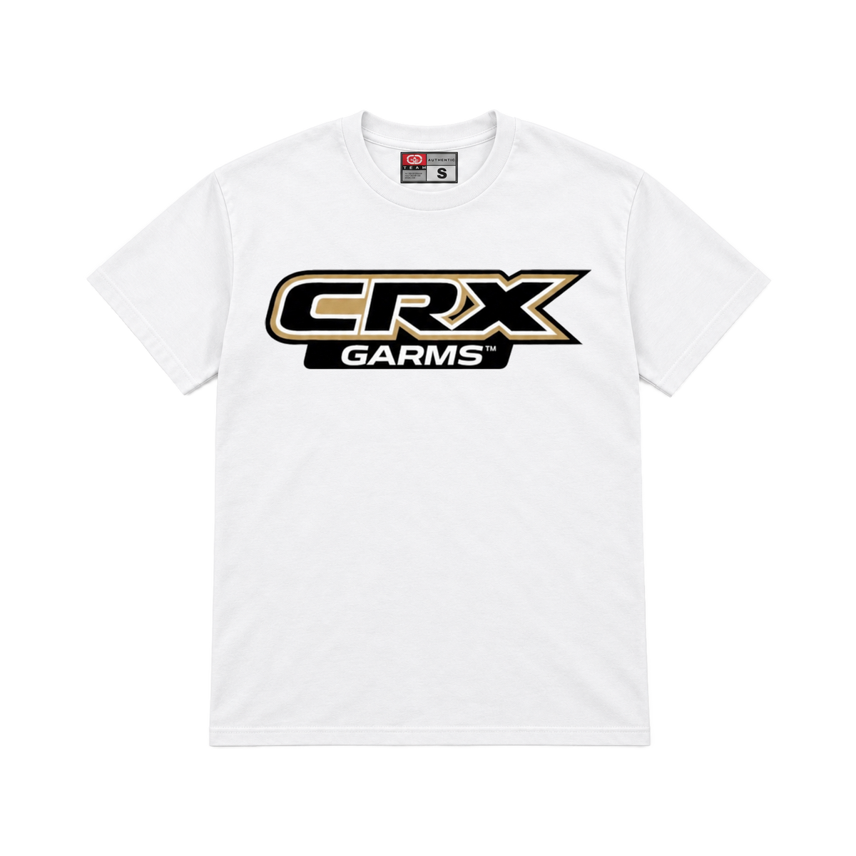 CROOKSLDN white T-shirt with the CRX GARMS graphic on the chest