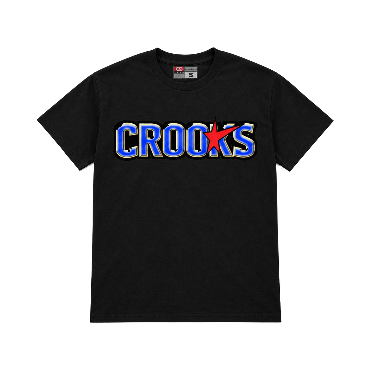 CROOKSLDN black T-shirt with the CRXST★RZ graphic on the chest