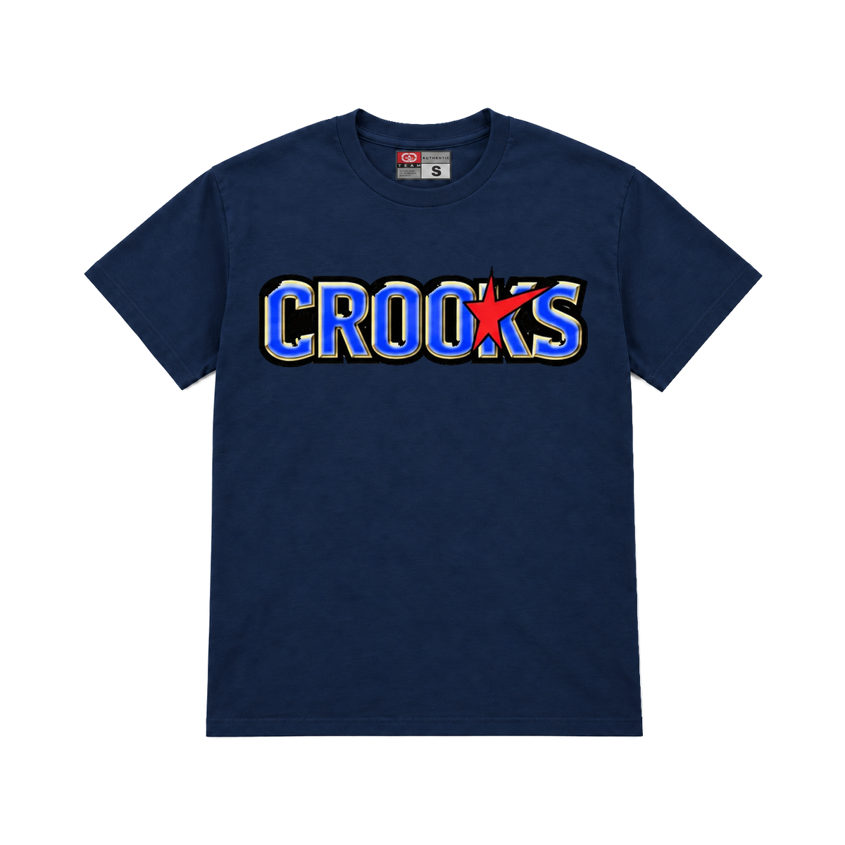 CROOKSLDN navy T-shirt with the CRXST★RZ graphic on the chest