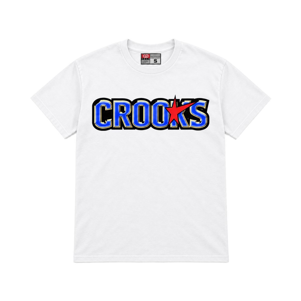 CROOKSLDN white T-shirt with the CRXST★RZ graphic on the chest