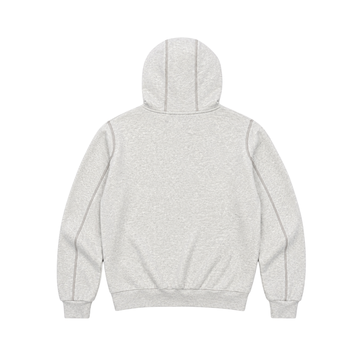 CROOKSLDN grey Convict hoodie in 550gsm brushed fleece with a baggy fit, shown from the back view.