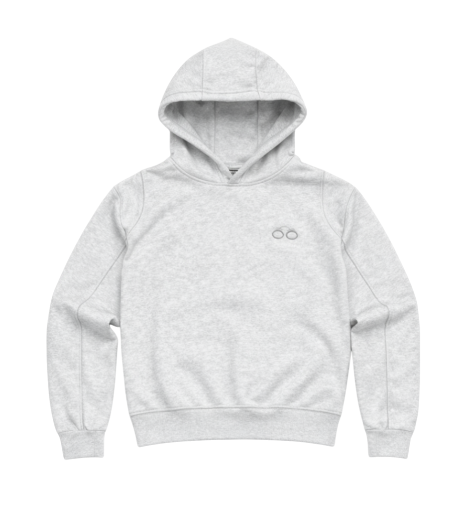 CROOKSLDN grey heathered cotton hoodie with a minimalist embroidered logo on the chest