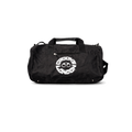 CROOKSLDN large black duffle bag with white circular logo print and zippered front pocket