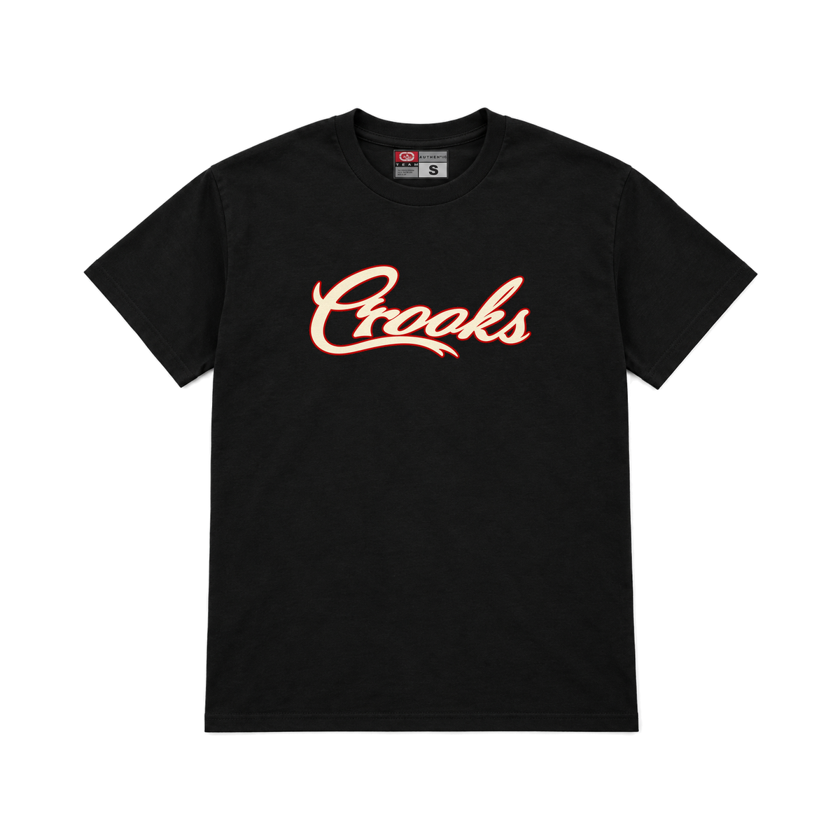 CROOKSLDN black T-shirt with the MAJOR LEAGUE CROOKS graphic on the chest