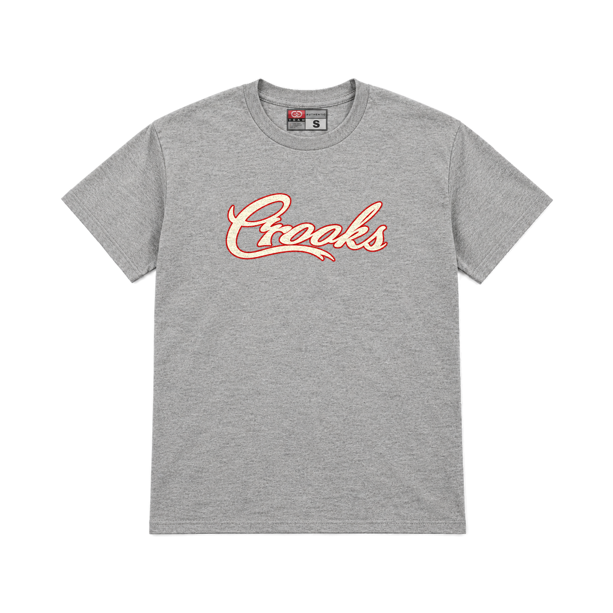 CROOKSLDN light grey T-shirt with the MAJOR LEAGUE CROOKS graphic on the chest
