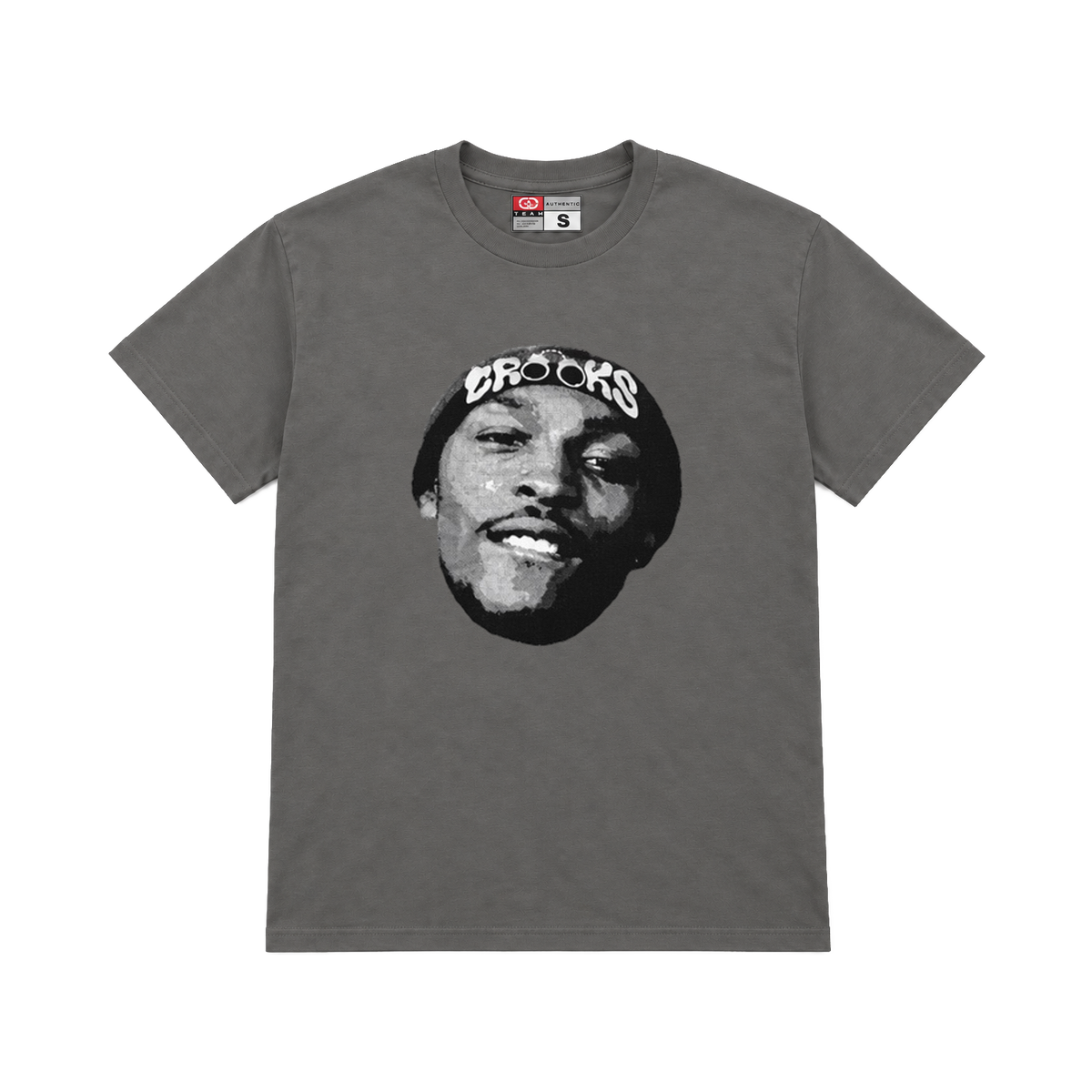 CROOKSLDN charcoal T-shirt with the OG CROOK graphic on the chest