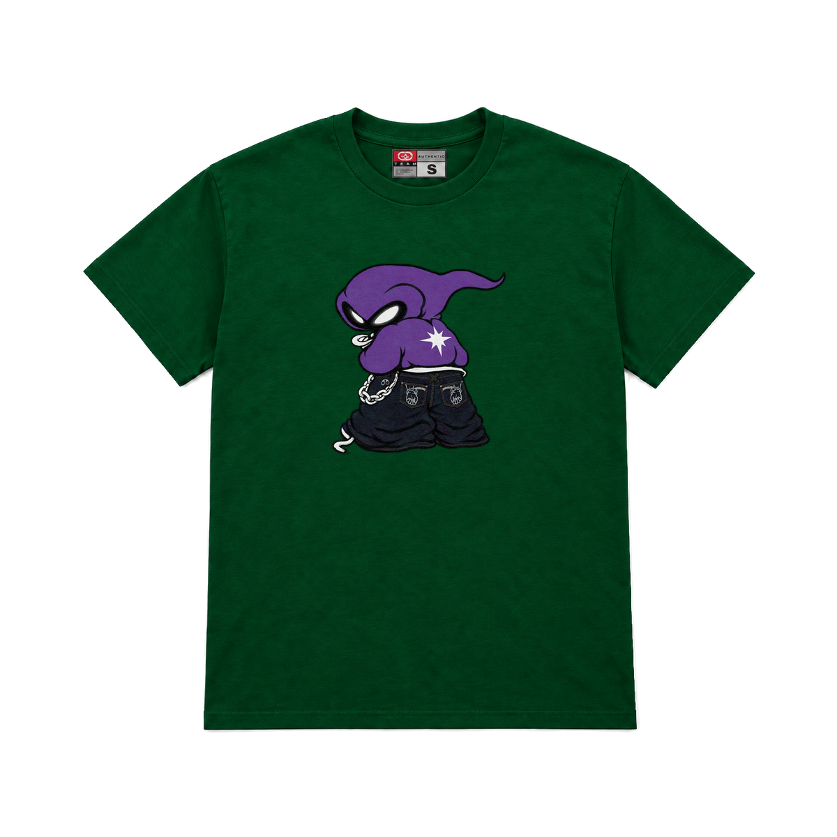 CROOKSLDN green T-shirt with the PHANTOM graphic on the chest