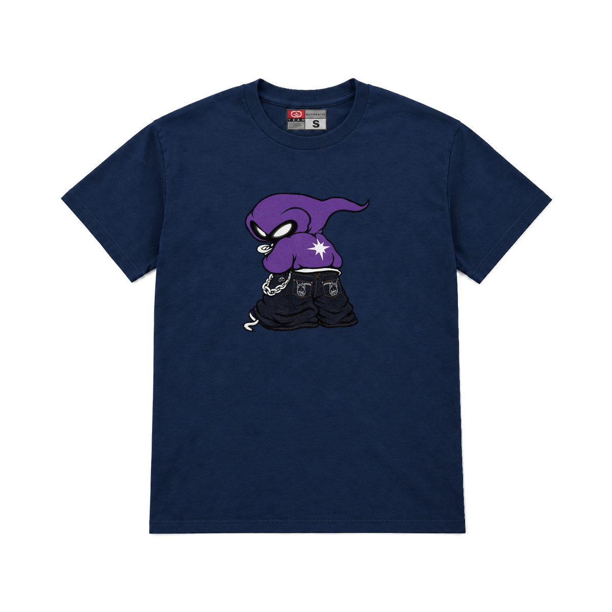 CROOKSLDN navy T-shirt with the PHANTOM graphic on the chest