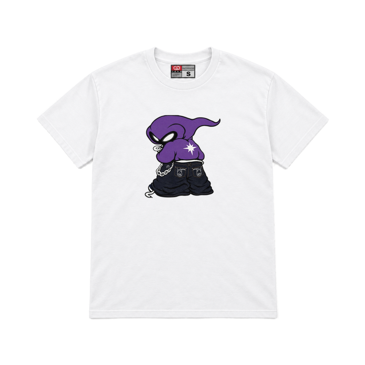 CROOKSLDN white T-shirt with the PHANTOM graphic on the chest