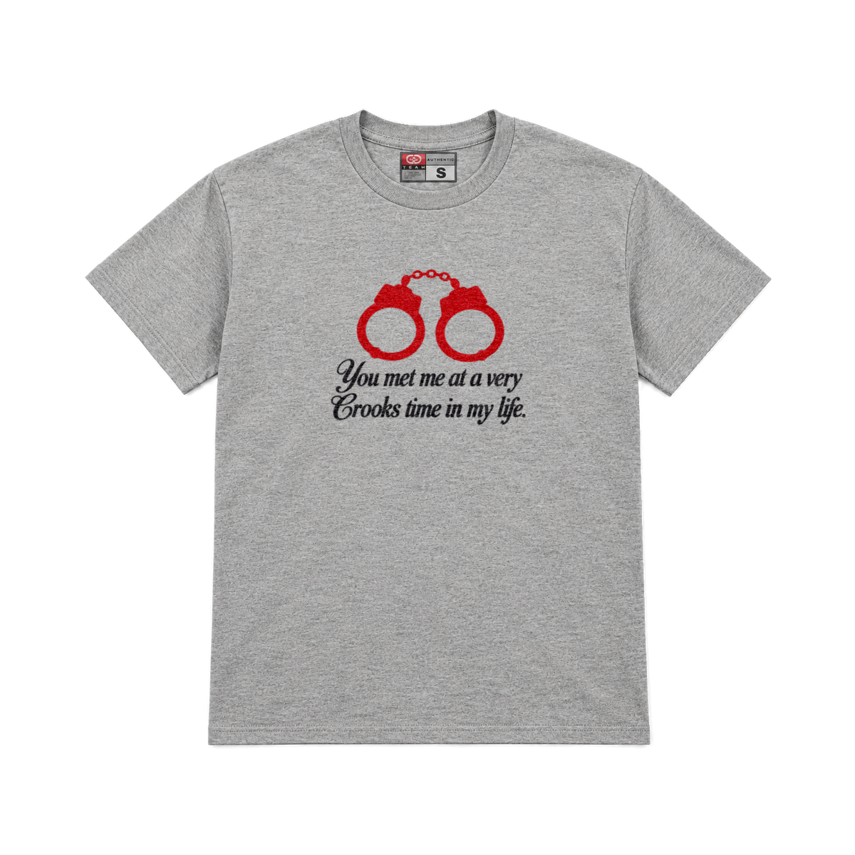 CROOKSLDN light grey T-shirt with the V.C.T.I.M.L graphic on the chest