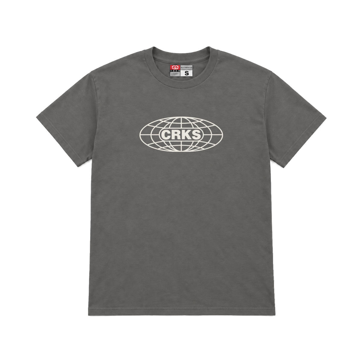 CROOKSLDN charcoal T-shirt with the WORLD WIDE graphic on the chest