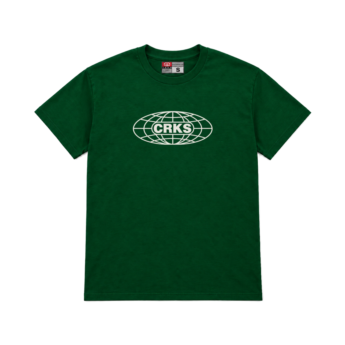 CROOKSLDN green T-shirt with the WORLD WIDE graphic on the chest